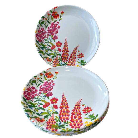 LAURA ASHLEY Melamine Pop of Color Spring Floral 8" Appetizer Plate Set of 4 NEW - Picture 2 of 10